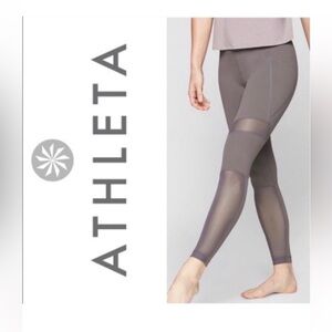 Athleta Gray Mesh Panel Leggings